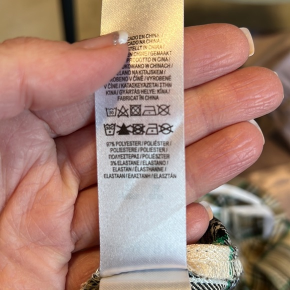 Primark skirt cream green brown plaid size 6 NWT - Picture 6 of 6